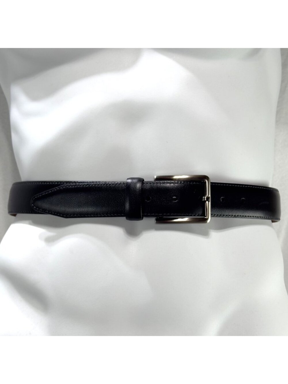 Johnston Murphy Men’s Dress Belt Black Leather Silver-Tone Buckle Size 38